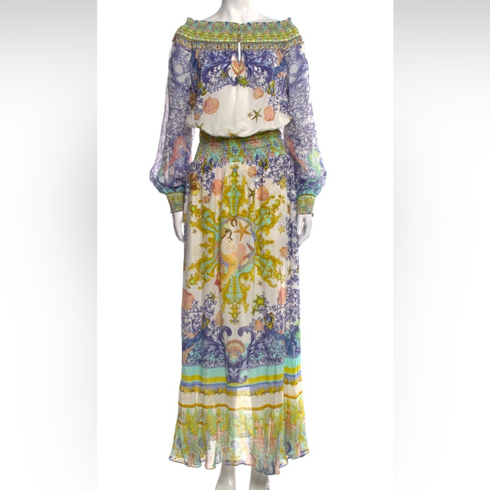NWT & RARE CAMILLA Franks STAR OF THE SEA Crystal Stretch Maxi Silk Dress XS L
